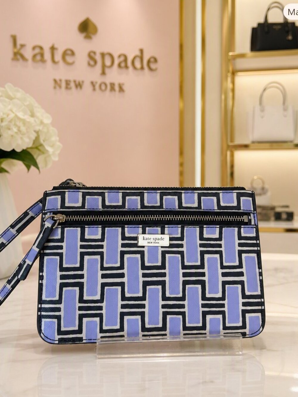Kate Spade Shore Street Forest Geo Wristlet NWT
